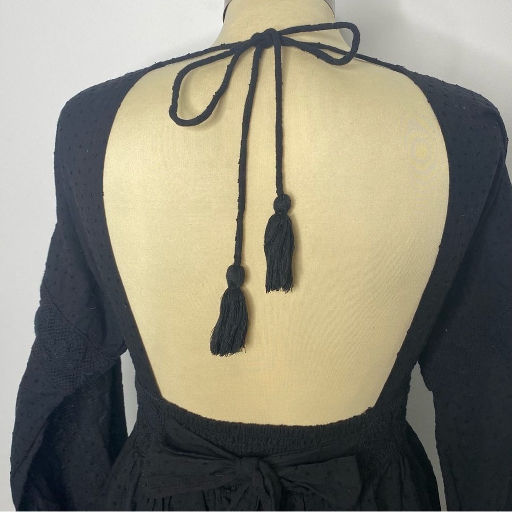 Free People Sugarpie Black Long Sleeve Boho Mini Dress - Picture 6 of 13